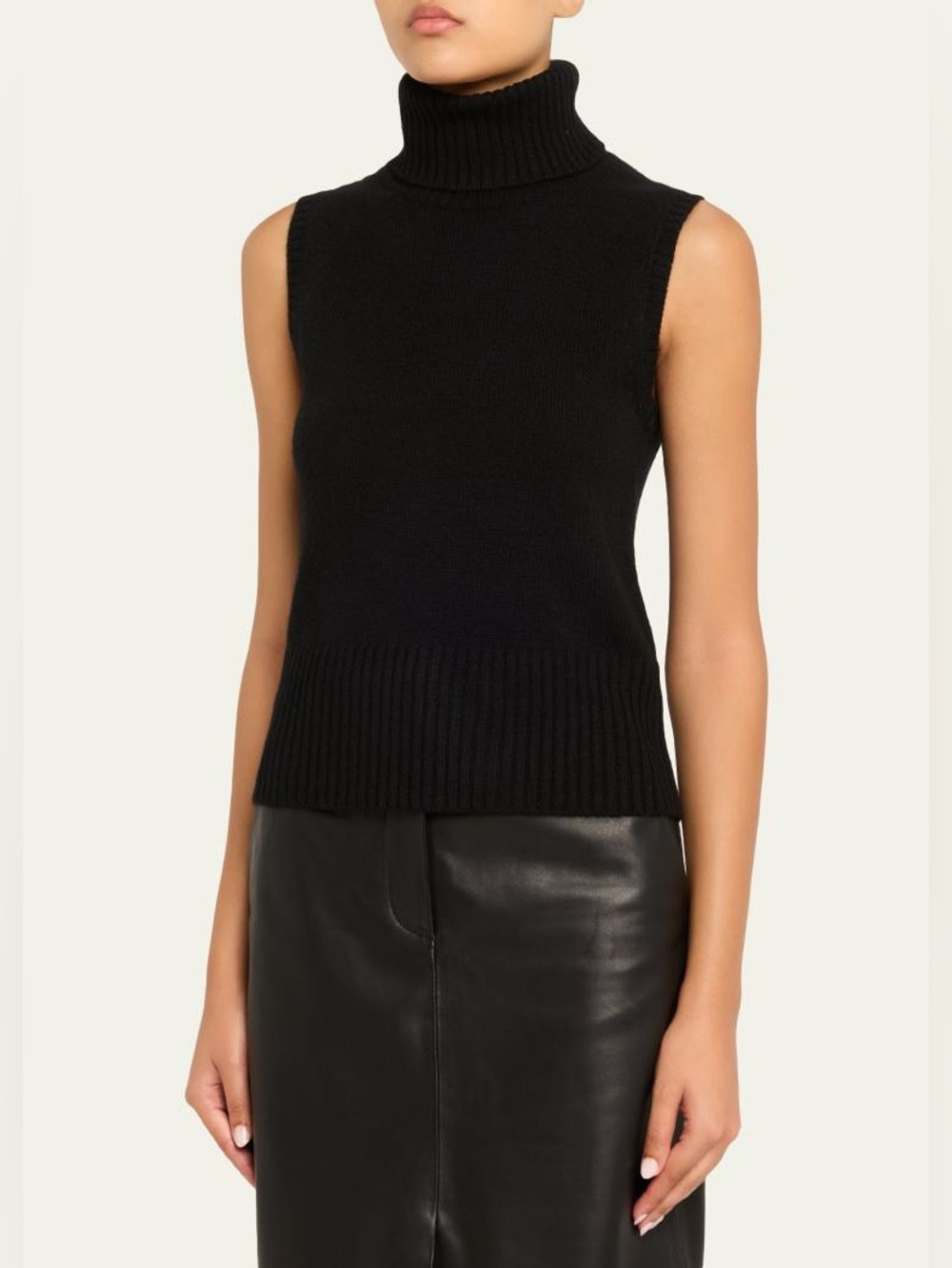 VERONICA BEARD Mazzy Cashmere Sleeveless Sweater Black Knit Turtleneck Shell S